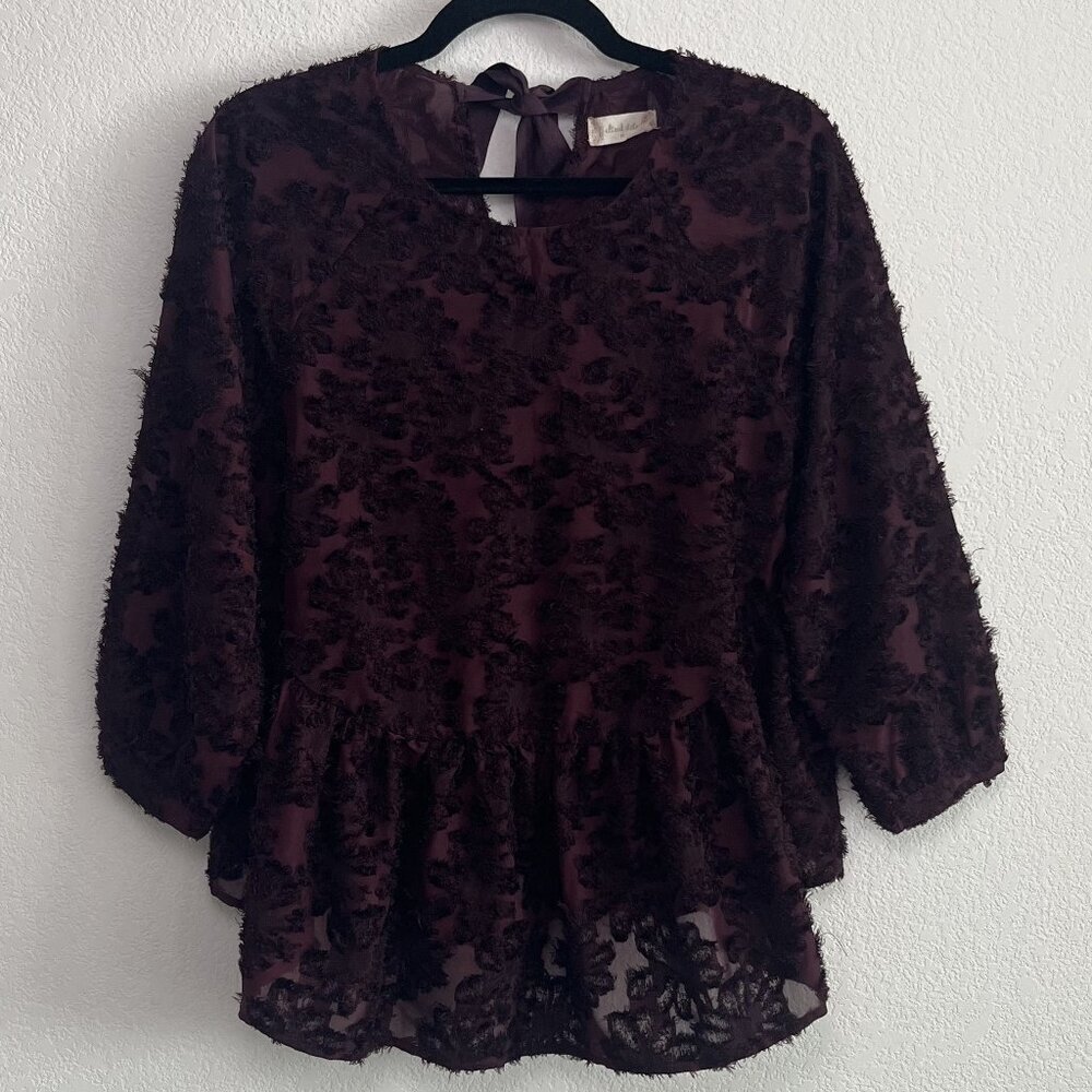 Altar'd State Floral Textured Lace Peplum Top